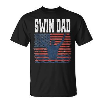 Father's Day 4Th Of July Swim Dad American Us Flag T-Shirt - Thegiftio UK