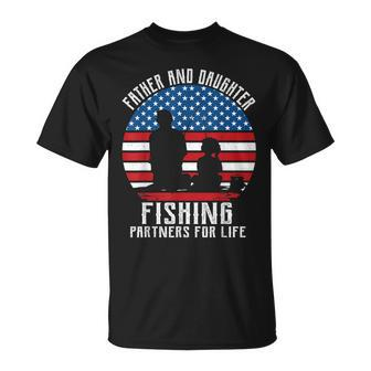 Fathers Day Fishing Dad From Daughter Fishing 4Th Of July Us T-Shirt - Seseable