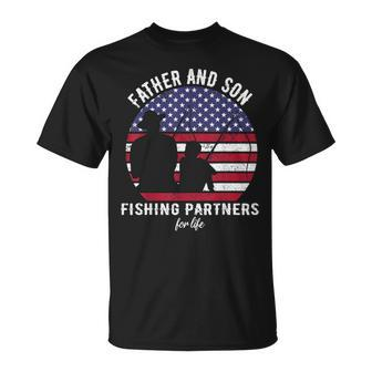 Fathers Day Fishing For Dad From Son Fishing 4Th Of July Usa T-Shirt - Seseable