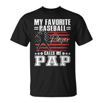 My Favorite Baseball Player Calls Me Pap American Flag T-Shirt - Thegiftio UK