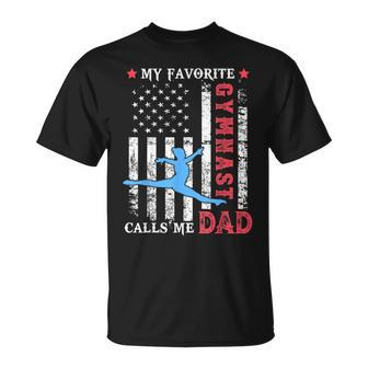 My Favorite Gymnast Calls Me Dad Usa Flag Father's Day T-Shirt - Monsterry