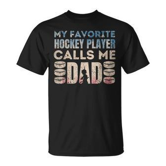 My Favorite Hockey Player Calls Me Dad Usa Flag Father's Day T-Shirt - Thegiftio UK