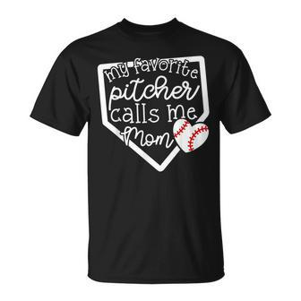 My Favorite Pitcher Calls Me Mom Baseball Cute Mama T-Shirt - Monsterry