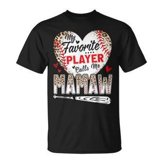 My Favorite Player Calls Me Mamaw Baseball Leopard T-Shirt - Monsterry