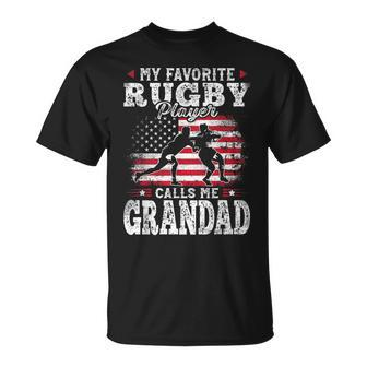 My Favorite Rugby Player Calls Me Grandad Fathers Day T-Shirt - Monsterry UK