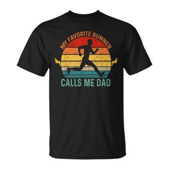 My Favorite Runner Calls Me Dad Runnig Father's Day For Men T-Shirt - Seseable