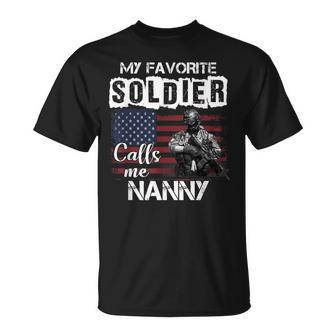 My Favorite Soldier Calls Me Nanny Army Veteran T-Shirt - Monsterry DE
