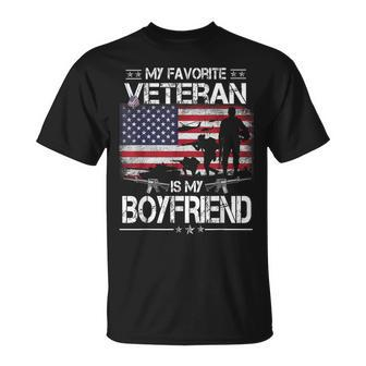 My Favorite Veteran Is My Boyfriend Flag Veterans Day T-Shirt | Seseable UK