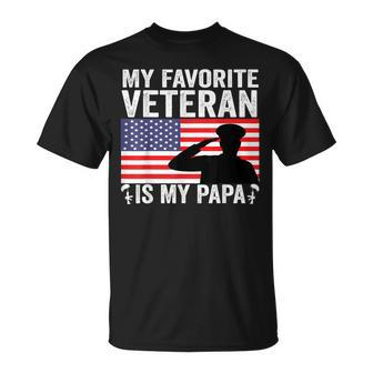 My Favorite Veteran Is My Papa Us Flag Father Veterans T-Shirt | Seseable UK