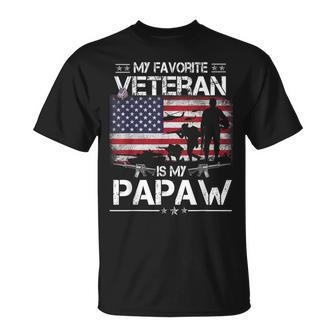 My Favorite Veteran Is My Papaw Flag Father Veterans Day T-Shirt | Seseable UK