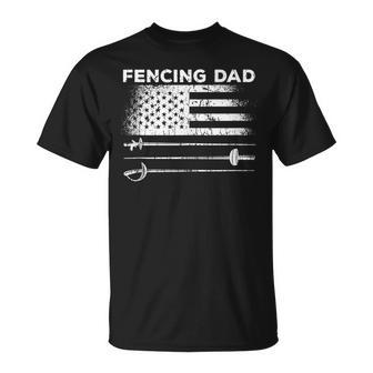 Fencing Dad Usa Flag Fencing Outfit Fencer Fencing T-Shirt - Monsterry