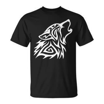 Fenrir Wolf Howl Odin Nordic Valhalla Viking Mjolnir T-Shirt | Mazezy