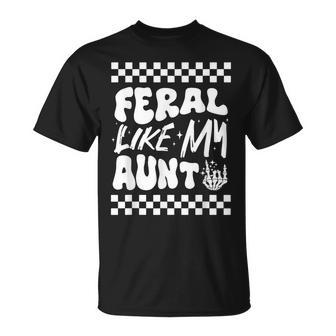 Feral Like My Aunt Groovy Feral Nephew Niece Retro T-Shirt - Monsterry CA