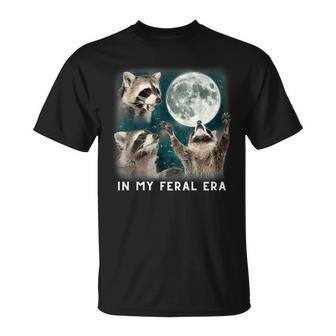 In My Feral Era Racoons Howling At The Moon Racoons Meme T-Shirt - Thegiftio UK