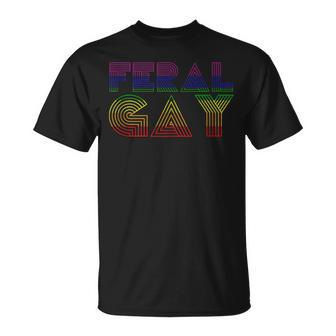 Feral Gay Lgbt Gay Bi Pan Trans Pride Meme Rainbow Flag T-Shirt - Monsterry AU
