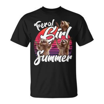 Feral Girl Summer Vintage Feral Girl Summer Raccoon T-Shirt - Monsterry