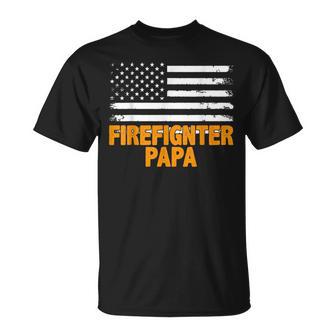 Feuerwehrmann Papa Amerikanische Flaggeatertag T-Shirt - Geschenkecke