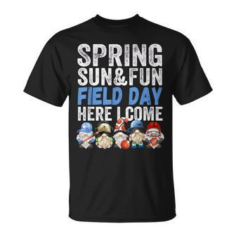 Field Day Quote For Kindergarten Teachers Sport Gnomes T-Shirt - Monsterry