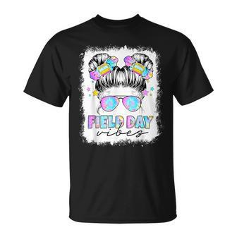 Field Day Vibes Messy Bun Girl Field Trip Teacher Student T-Shirt - Monsterry