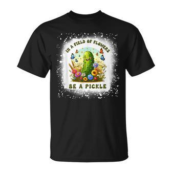 In A Field Of Flowers Be A Pickle Butterfly Flora Bleached T-Shirt - Monsterry UK