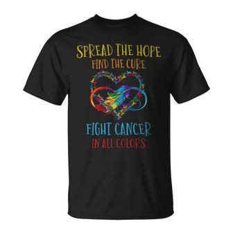 Fight Cancer In All And Every Color Ribbons Flower Heart T-Shirt - Monsterry