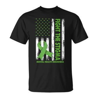 Fight The Stigma Mental Health Awareness Green Ribbon T-Shirt - Seseable