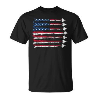 Fighter Jet Airplane Usa Flag 4Th Of July Patriotic Mens T-Shirt - Monsterry AU