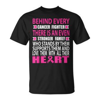 Fighter And Strong Family Breast Cancer Awareness Cancer T-Shirt - Seseable