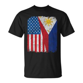 Filipino American Flag Half Usa Philippines Root Proud T-Shirt - Monsterry