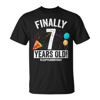 Finally 7 Years Old February 29Th Leap Year Birthday T-Shirt - Seseable