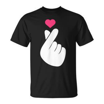 Finger Heart Korean Hand Symbol K-Pop Love Saranghae T-Shirt - Monsterry