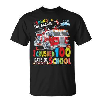 Fire Truck I Crushed 100 Day Of School Outfit Teachers Boys T-Shirt - Seseable