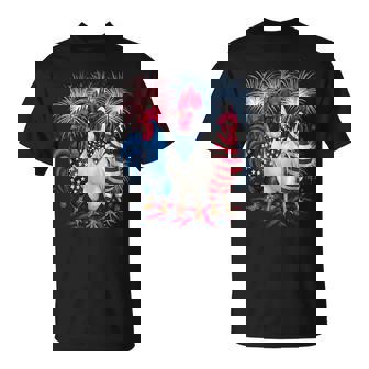 Fireworks Patriotic Usa Rooster Chicken Usa Hen 4Th Of July T-Shirt | Mazezy