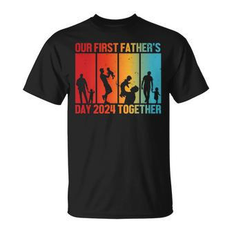Our First Father Day 2024 Together Vintage Dad Daddy Father T-Shirt - Thegiftio UK