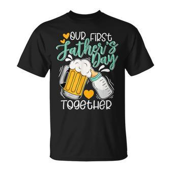 Our First Fathers Day Together 2024 Baby Dad And Son T-Shirt - Thegiftio UK