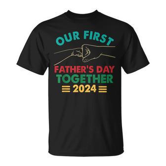 Our First Fathers Day Together 2024 Vintage New Dad Matching T-Shirt - Thegiftio UK