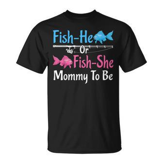 Fish-He Or Fish-She Mommy To Be Gender Reveal Baby Shower T-Shirt - Seseable