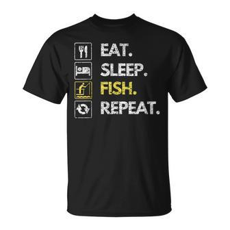 Fisher Eat Sleep Fish Repeat Fishing Fisherman Fish T-Shirt - Thegiftio UK