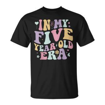 In My Five Year Old Era Retro Wavy Style 5Th Birthday T-Shirt - Seseable