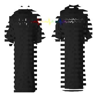 Flag Lgbtq Cool Lgbt Ally Gay Heartbeat Pride Rainbow T-Shirt | Mazezy