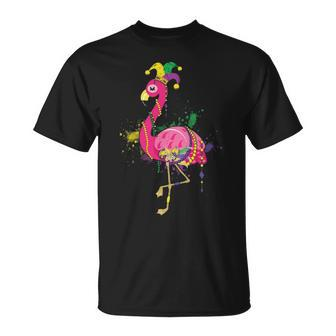 Flamingo Mardi Gras Beads T-Shirt | Mazezy