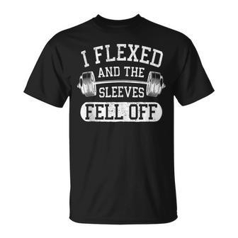I Flexed And The Sleeves Fell Off Workout Gym Dumbbell T-Shirt - Monsterry DE