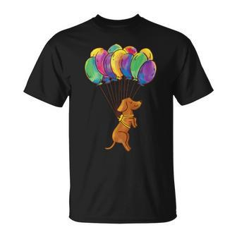 Fliegender Hund und Bunte Ballons Unisex T-Shirt für Damen und Herren - Seseable