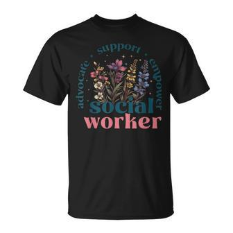 Floral Social Worker Wildflowers Advocate Support Empower T-Shirt | Mazezy