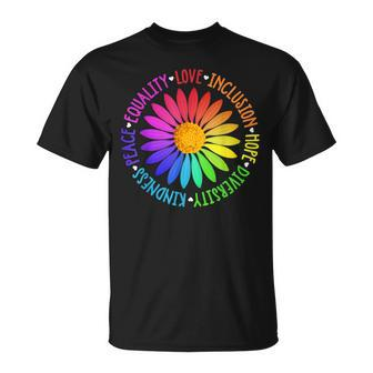 Flower Kindness Peace Equality Rainbow Flag Lgbtq Ally Pride T-Shirt - Monsterry CA