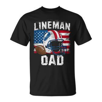 Football Lineman Dad American Flag Fathers Day 4Th Of July T-Shirt - Thegiftio UK