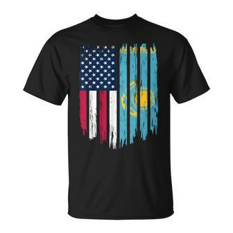 Foreigner Immigrant Usa United States Kazakhstan Flag T-Shirt - Monsterry DE
