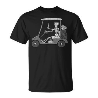 Forever Golfing Skeleton Driving A Golf Cart T-Shirt - Monsterry DE