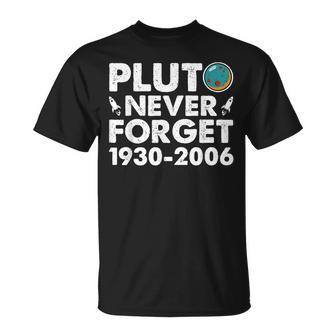 Never Forget Pluto Nerdy Astronomy Space Science Vintage T-Shirt - Monsterry
