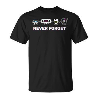 Never Forget Vhs Diskette Cassette Cd Retro Vintage T-Shirt - Seseable